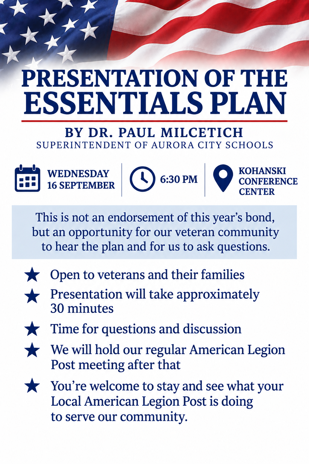 Aurora Schools Superintendent To Brief Veterans On Essentials Plan