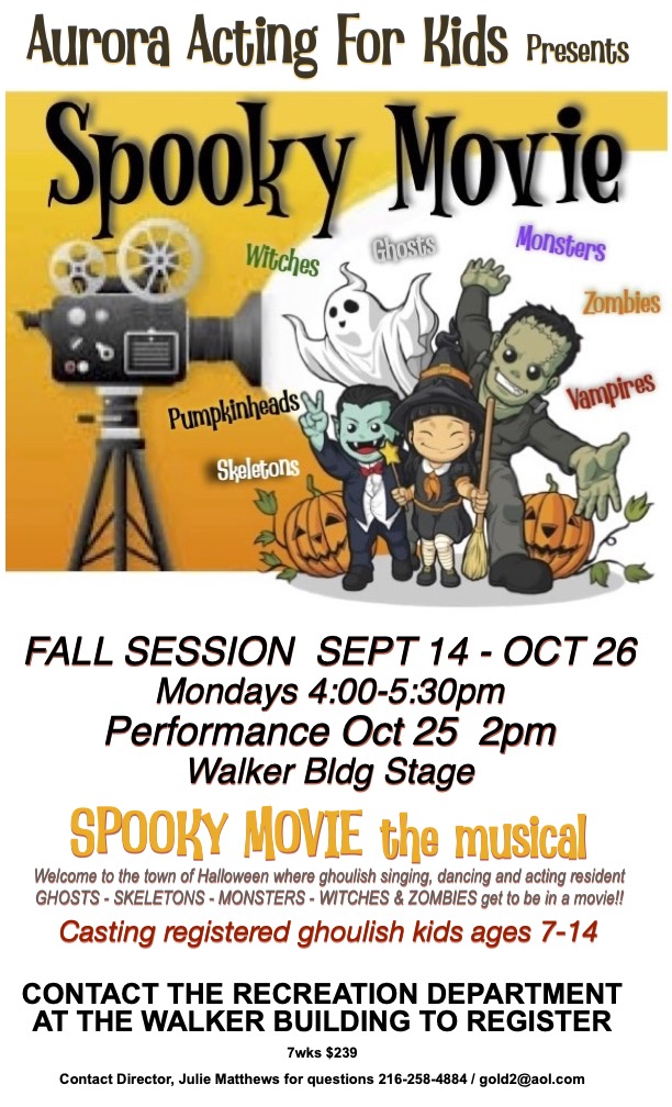 Aurora Recreation Casts Kids for "Spooky Movie the Musical" This Fall
