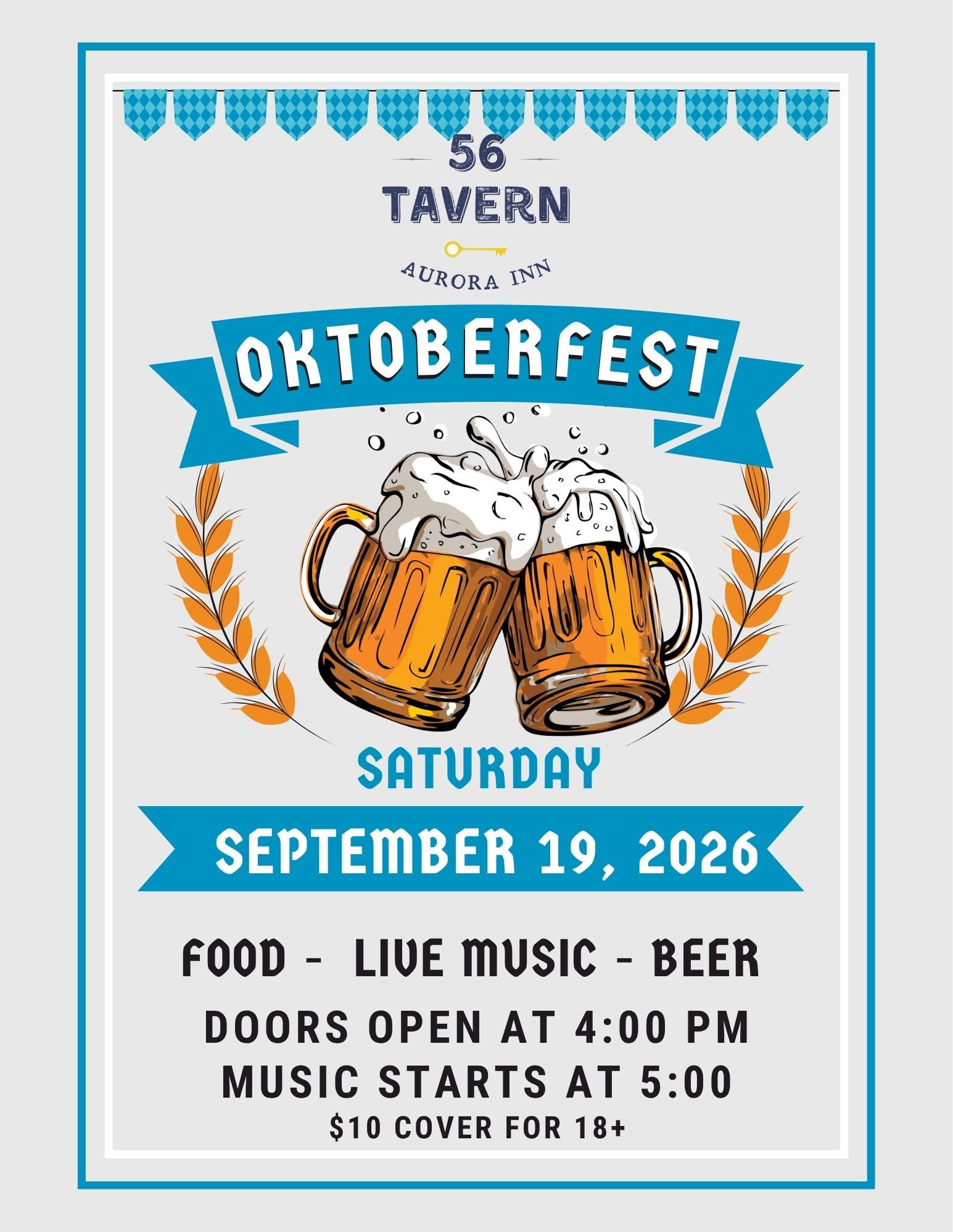 Oktoberfest Returns to 56 Tavern at Aurora Inn